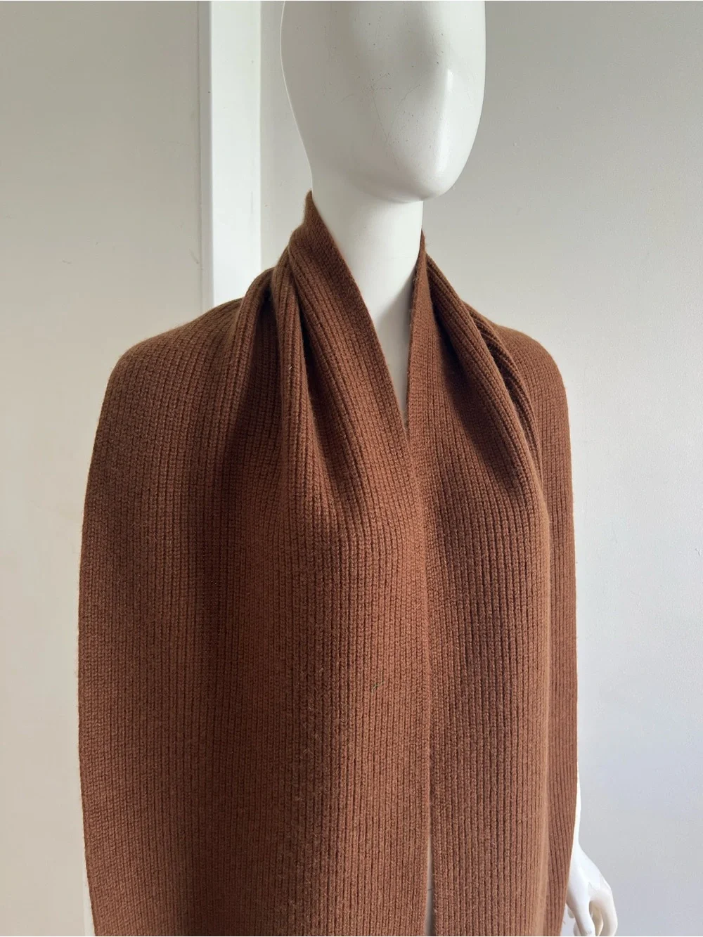NWT Rise & Fall Men’s Cozy Oversized Ribbed Merino Wool Cashmere Scarf Brown